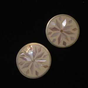 Vintage Alpaca Mexican round clip on earrings